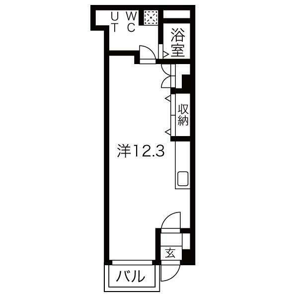 北通ハイツ(1LDK/1階)の間取り写真