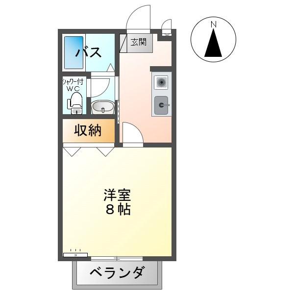 セジュール古里(1K/2階)の間取り写真