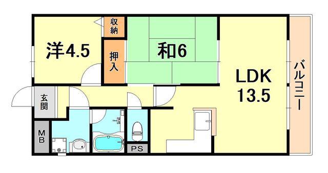 グリーンハウス大石(2LDK/3階)の間取り写真