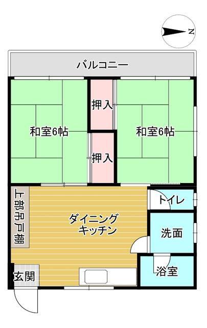 第一ヤマキビル(2DK/2階)の間取り写真