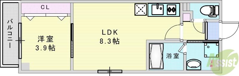 ARCA豊中曽根(1LDK/1階)の間取り写真