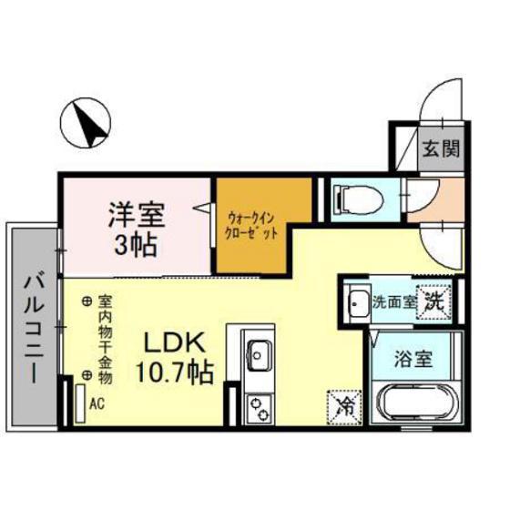 LUCE(1LDK/2階)の間取り写真