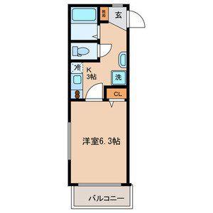 サンセールクール(1K/3階)の間取り写真