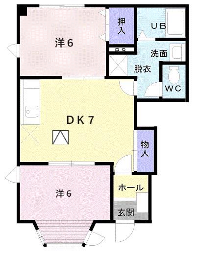 すみれ館III(2DK/1階)の間取り写真