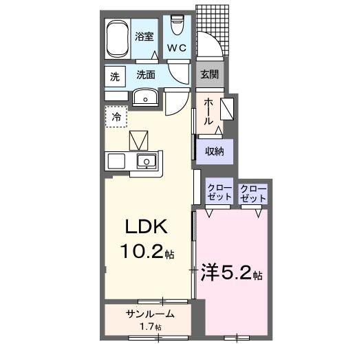 マニフィーク(1LDK/1階)の間取り写真