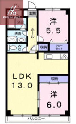 フィオリーレDENO(2LDK/4階)の間取り写真