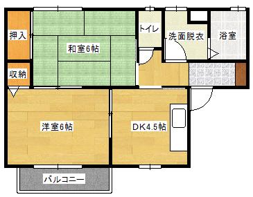 弥生荘(2DK/1階)の間取り写真