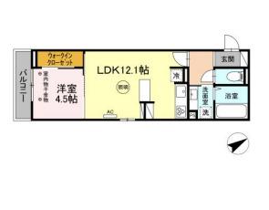 D-ROOM椿(1LDK/2階)の間取り写真
