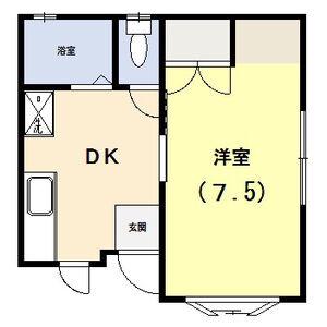 アビタシオン金鉢山(1DK/1階)の間取り写真