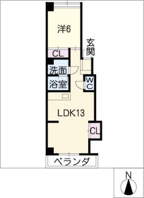 水田共立ビル(1LDK/3階)の間取り写真