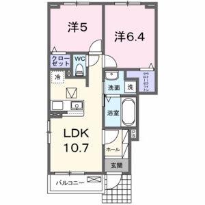 プリムローズメゾン(2LDK/1階)の間取り写真
