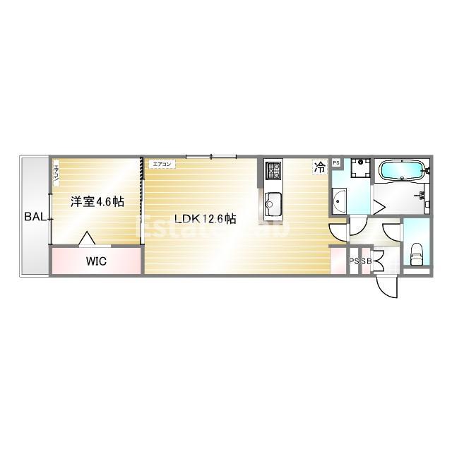 HABITATION神戸(1LDK/3階)の間取り写真