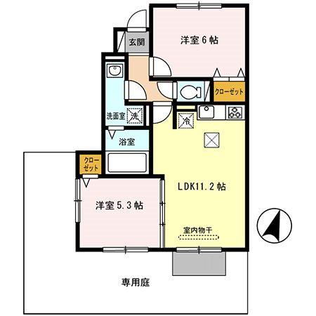 ファミールコート名谷(2LDK/1階)の間取り写真