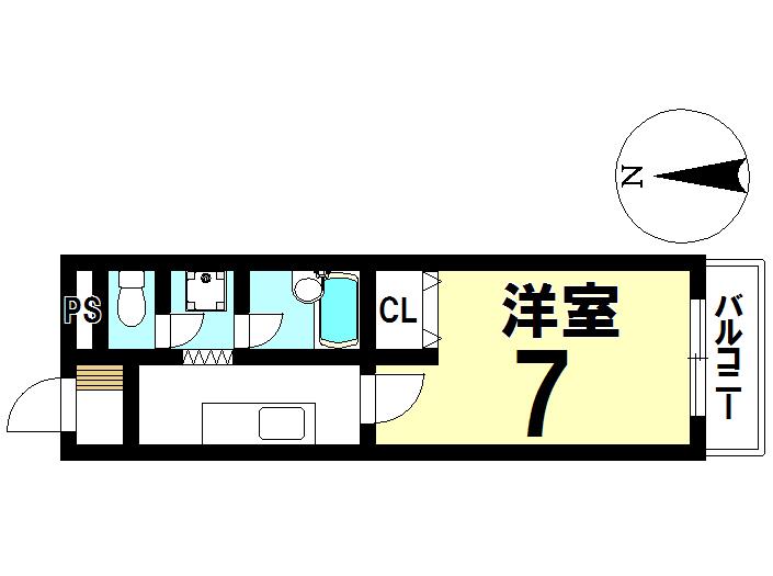 フラワーコート(1K/2階)の間取り写真