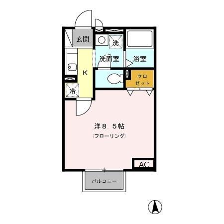 レセンテN・T(1K/2階)の間取り写真