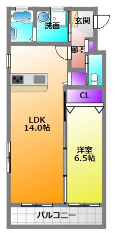 カッシーニ(1LDK/1階)の間取り写真