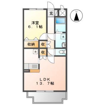 メゾン ド オーブII(1LDK/1階)の間取り写真