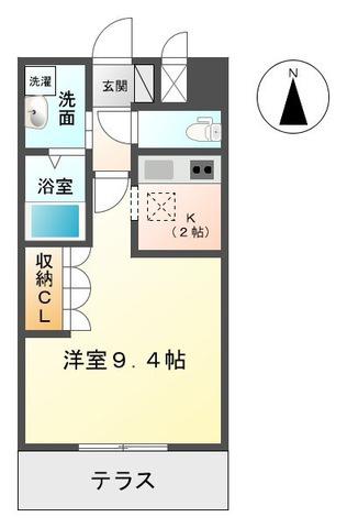 エクセルハイムB(ワンルーム/1階)の間取り写真