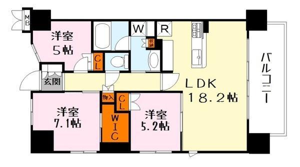ポレスター守山銀座(3LDK/13階)の間取り写真