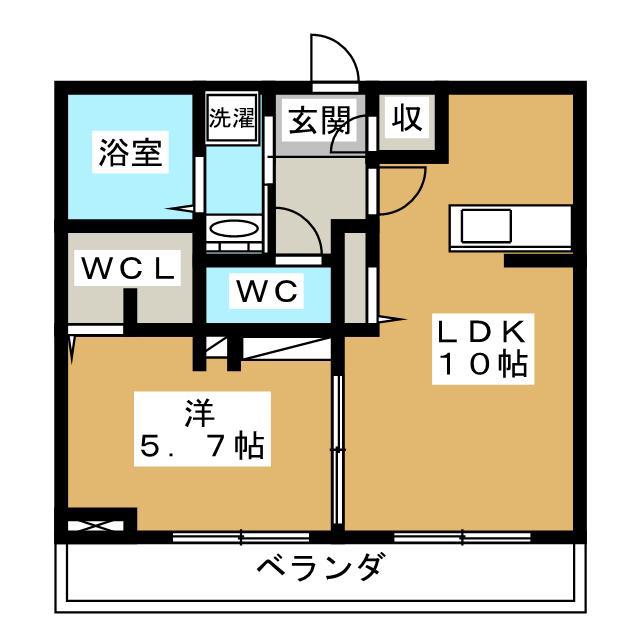 ファルコンベース若宮(1LDK/3階)の間取り写真