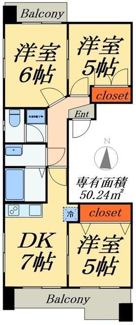 日暮コープ(3DK/2階)の間取り写真