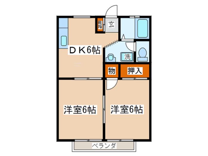 プラザ子の神21(2DK/2階)の間取り写真