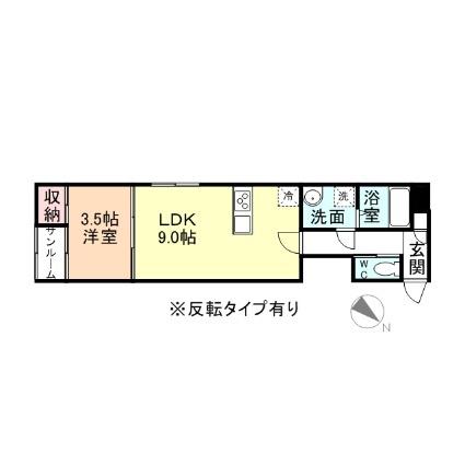 WHITE SQUARE(1LDK/1階)の間取り写真