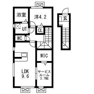 レジデンスII (1SLDK/2階)の間取り写真