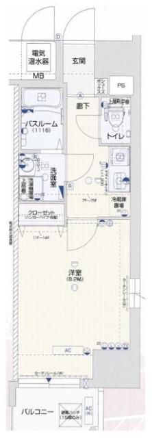 ピアグレース上本町(1K/12階)の間取り写真