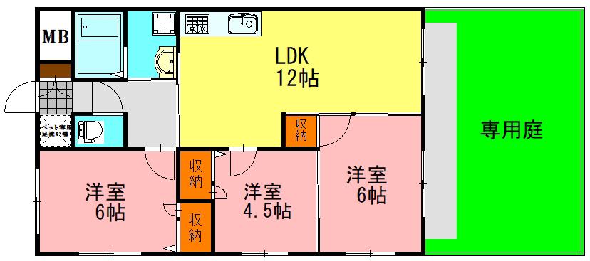 アニマルキッズ(3LDK/2階)の間取り写真