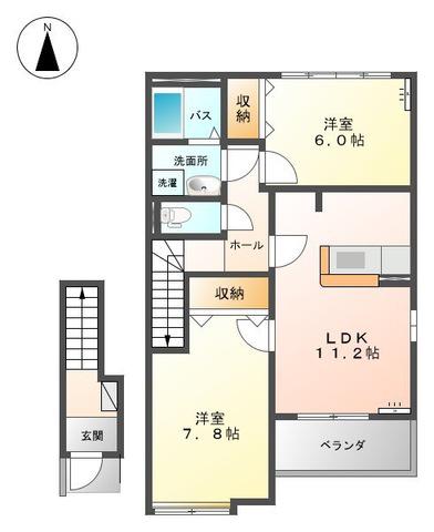 ジェム フォレストIII 2LDK(2LDK/2階)の間取り写真