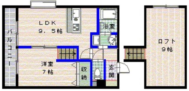 ウィンザー荒江I(1LDK/1階)の間取り写真