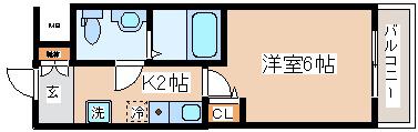 グリーン・ネス神戸駅前(1K/2階)の間取り写真