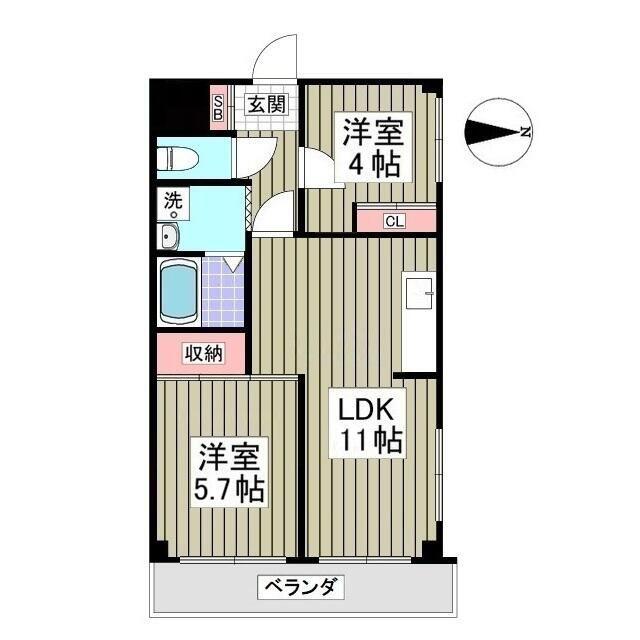 ホワイトパレス大宮(2LDK/5階)の間取り写真