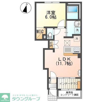LOCO TERRACE (1LDK/1階)の間取り写真