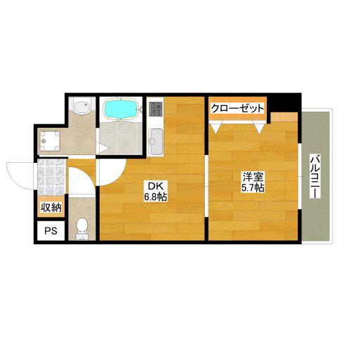 S-FORT江坂FIORE(1DK/7階)の間取り写真