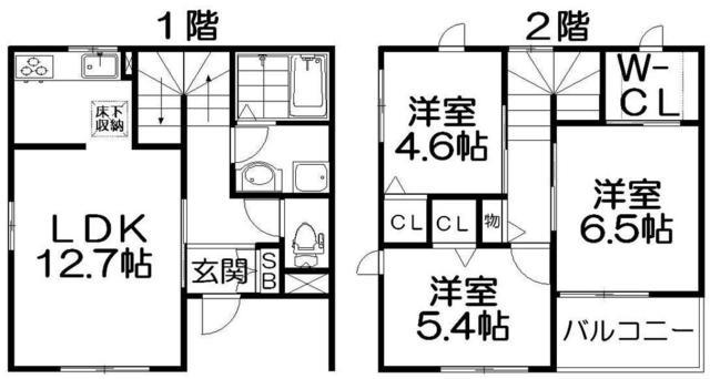 シャーメゾン明徳2番館(2LDK/1階)の間取り写真