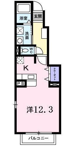 サラブレッドI(1K/1階)の間取り写真