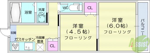 MTハイツ(2K/2階)の間取り写真