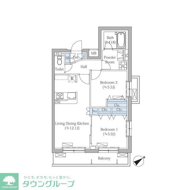 ROVINE目黒東山(2LDK/4階)の間取り写真