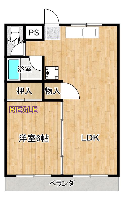 タウン下沖(1LDK/2階)の間取り写真