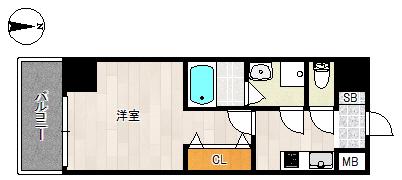 レクシア京橋DUO(1K/2階)の間取り写真