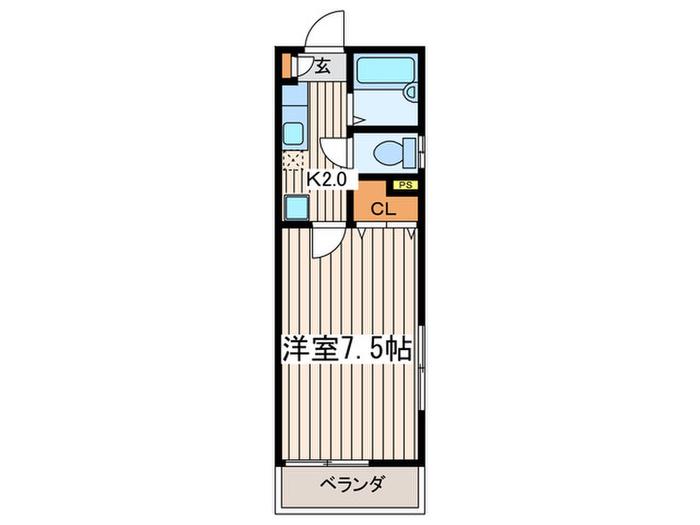シティスタイル横浜(1K/2階)の間取り写真