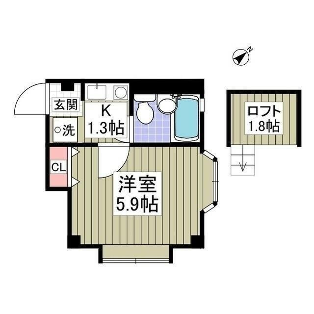 ローズアパートメント泉10番館(1K/1階)の間取り写真
