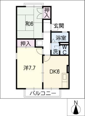セジュール羽幸(2DK/2階)の間取り写真
