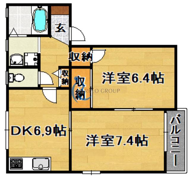 グレースハイツ喜連(2DK/2階)の間取り写真