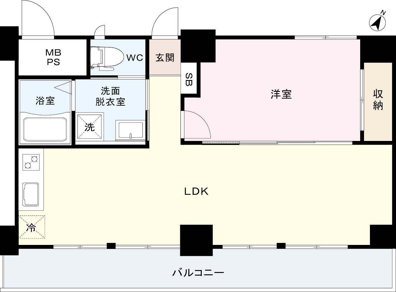 本町スカイハウス(1LDK/6階)の間取り写真