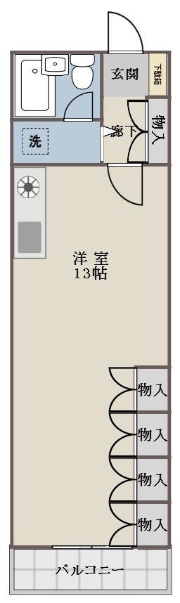 グリーンボックス14(ワンルーム/2階)の間取り写真