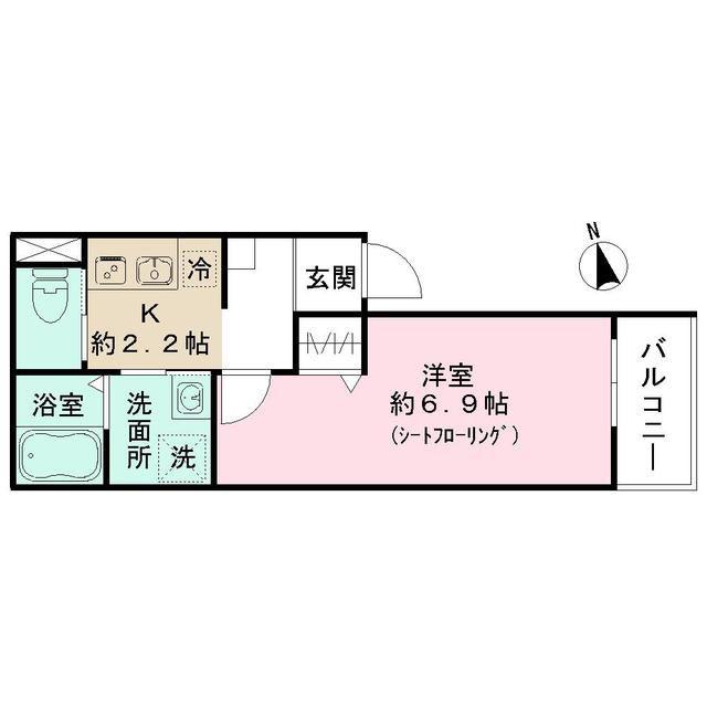 CIELO武蔵藤沢(1K/2階)の間取り写真