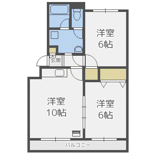 フォレストヒルズ南郷(2LDK/5階)の間取り写真